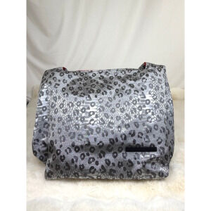 Tahari Whitney Hobo Bag Pewter Leopard Metallic Silver Animal Print Y2K Retro